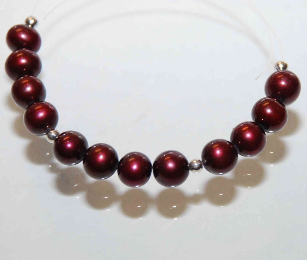 7-7.5mm AA Round Potato --Burgundy Red Genuine Freshwater Pearl-----12 pcs