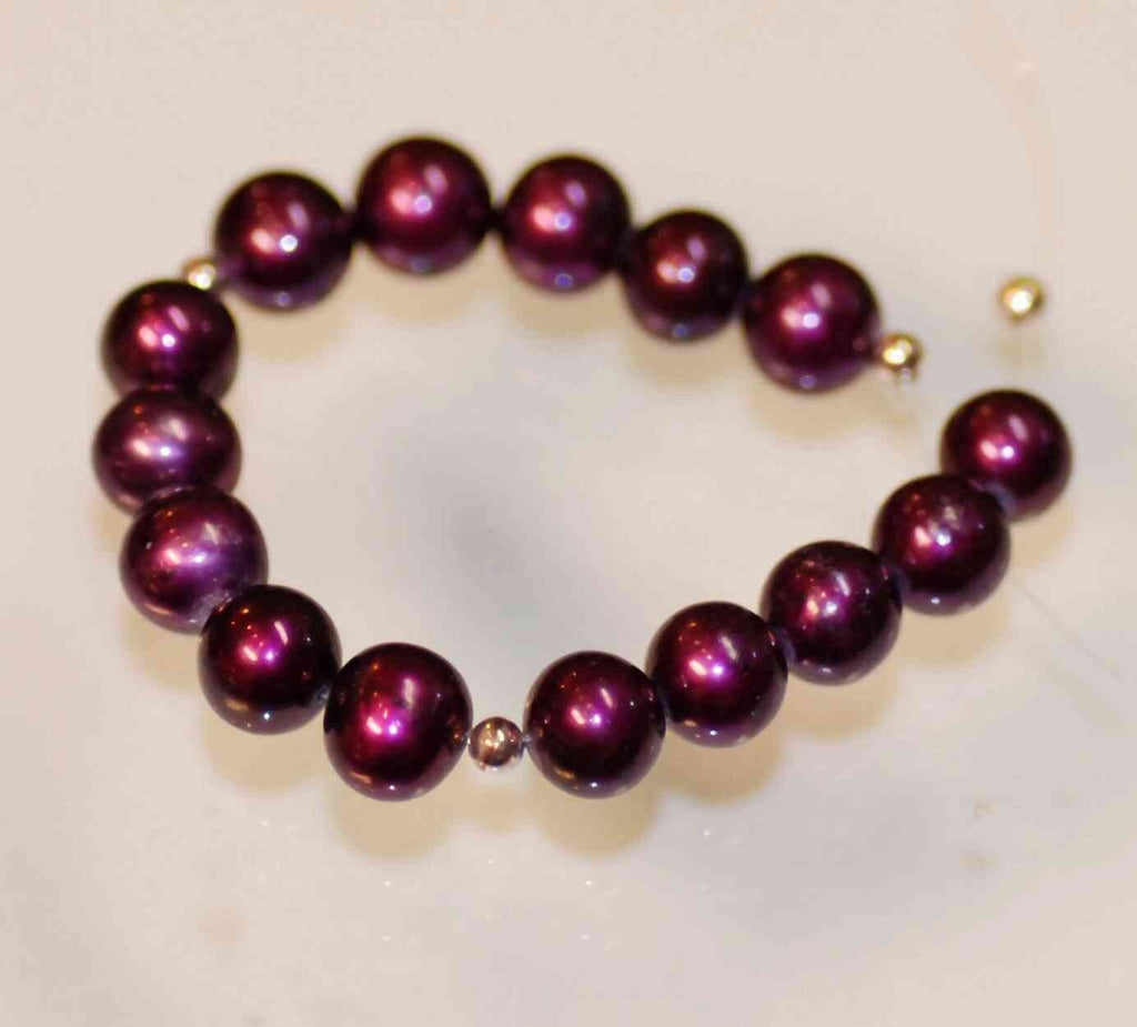 7-7.5mm AA+ Mulberry Purple Genuine Freshwater Pearl, round potato  short strand--15 pcs loose pearl beads for DIY ---R1001