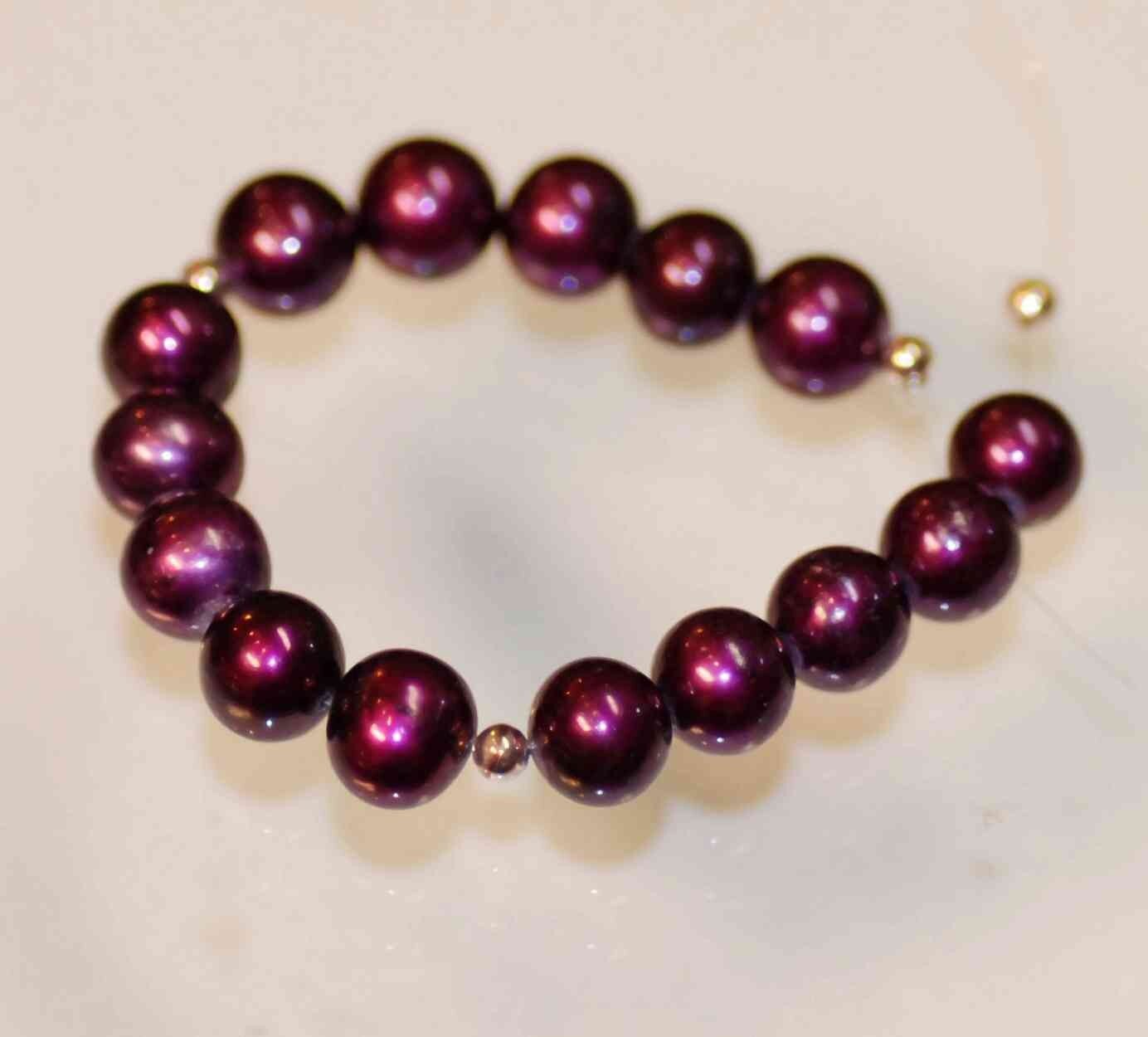 7-7.5mm AA+ Mulberry Purple Genuine Freshwater Pearl, round potato  short strand--15 pcs loose pearl beads for DIY ---R1001