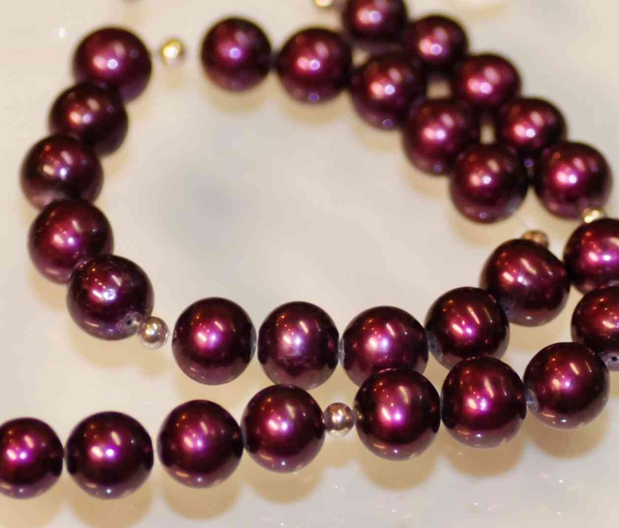 7-7.5mm AA+ Mulberry Purple Genuine Freshwater Pearl, round potato  short strand--15 pcs loose pearl beads for DIY ---R1001