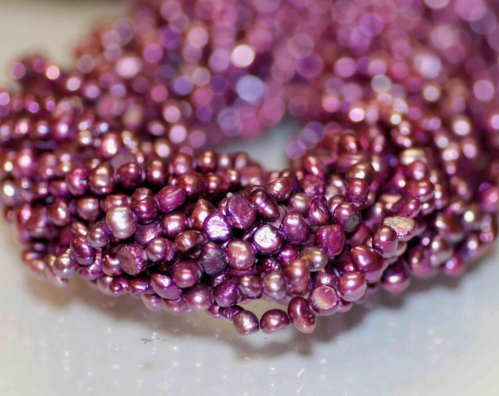 15" full strand 5mm mulberry purple Corn potato Genuine Pearl, nugget seed freshwater pearls ----70+pieces genuine pearl beads-----Wholesale