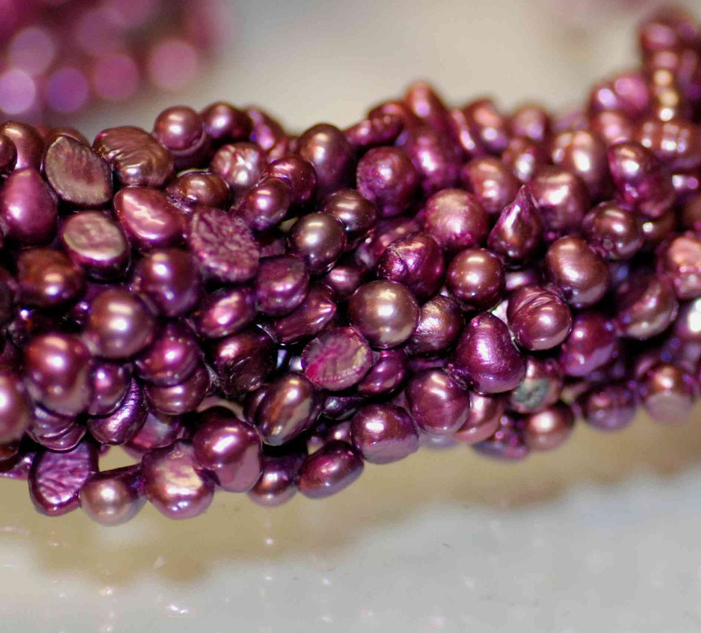 Corn Pearl Baroque Pearl Freshwater Pearl mulberry purple 5mm----15" full strand 70 plus pcs---Wholesale pearl #CB6005