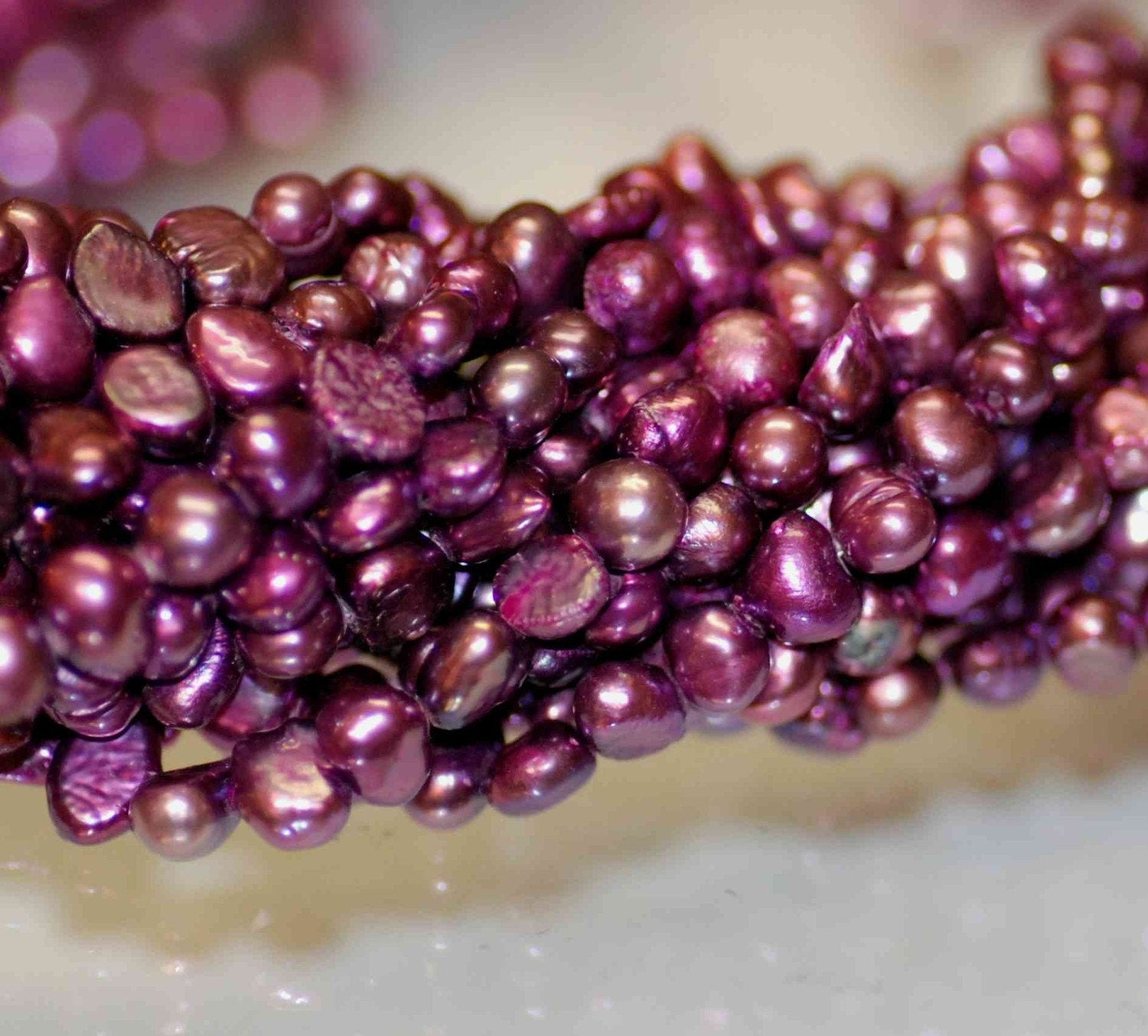 Corn Pearl Baroque Pearl Freshwater Pearl mulberry purple 5mm----15" full strand 70 plus pcs---Wholesale pearl #CB6005