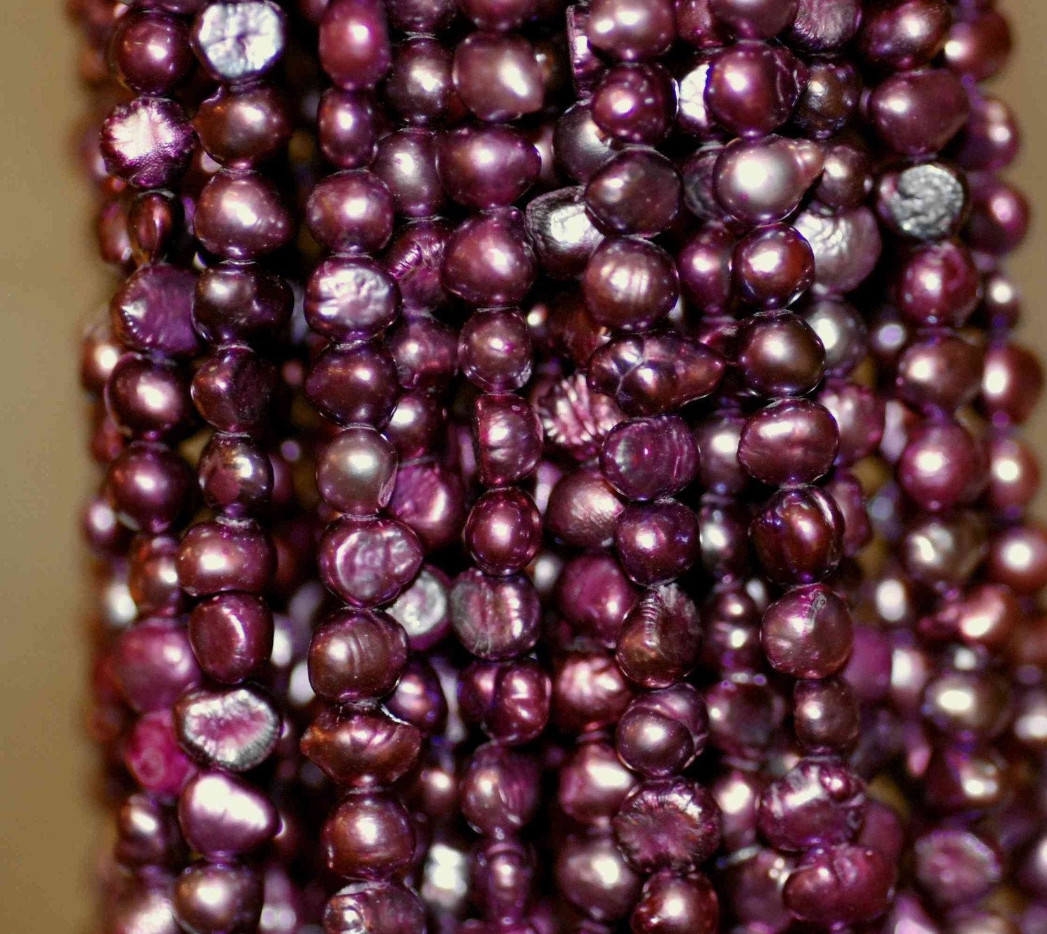 15" full strand 5mm mulberry purple Corn potato Genuine Pearl, nugget seed freshwater pearls ----70+pieces genuine pearl beads-----Wholesale