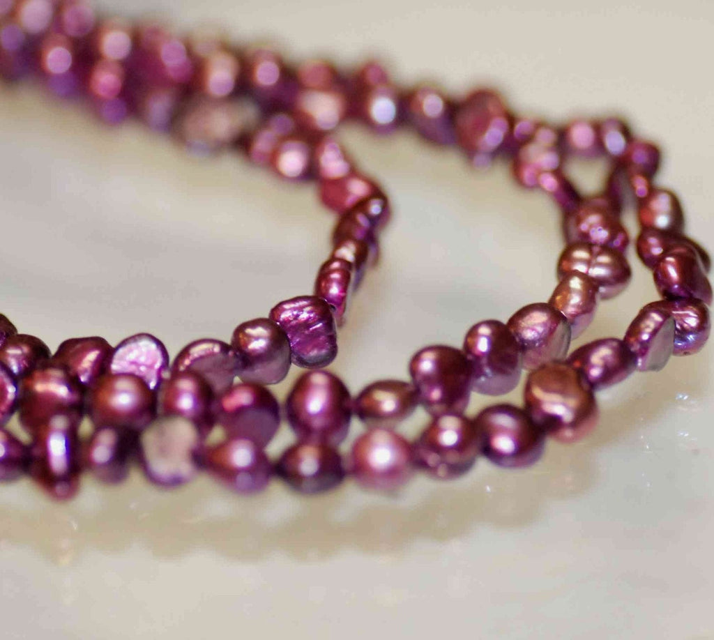 Corn Pearl Baroque Pearl Freshwater Pearl mulberry purple 5mm----15" full strand 70 plus pcs---Wholesale pearl #CB6005
