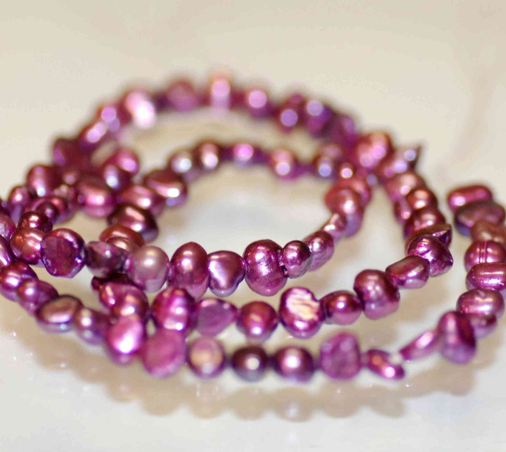 15" full strand 5mm mulberry purple Corn potato Genuine Pearl, nugget seed freshwater pearls ----70+pieces genuine pearl beads-----Wholesale