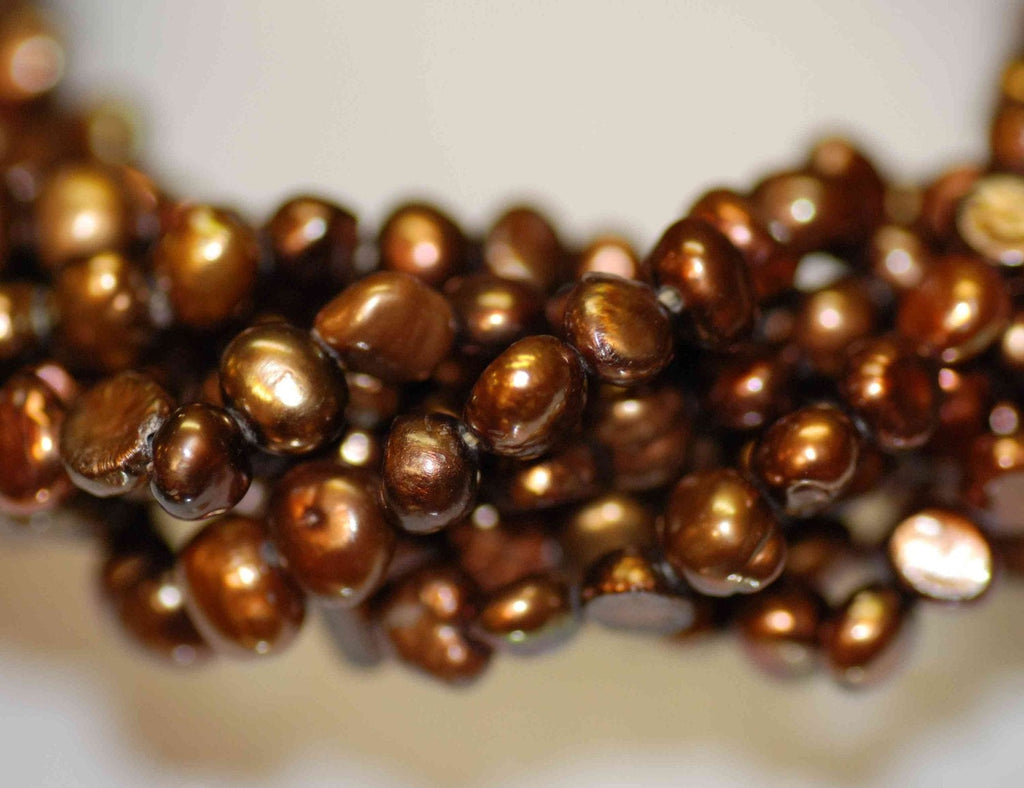full strand 5mm Deep Brown Corn potato Genuine Pearl freshwater pearl----70 plus pieces corn pearl beads-----Wholesale