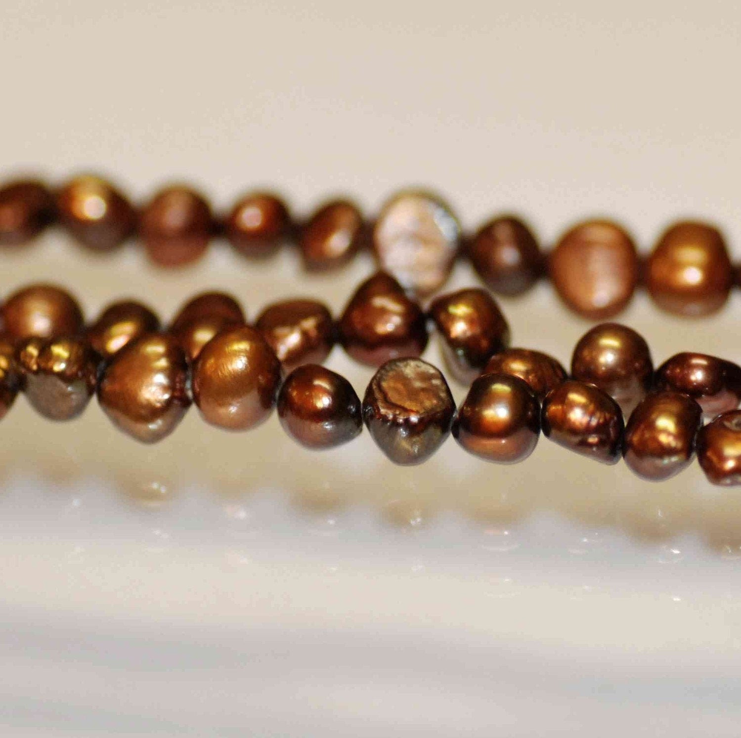 full strand 5mm Deep Brown Corn potato Genuine Pearl freshwater pearl----70 plus pieces corn pearl beads-----Wholesale