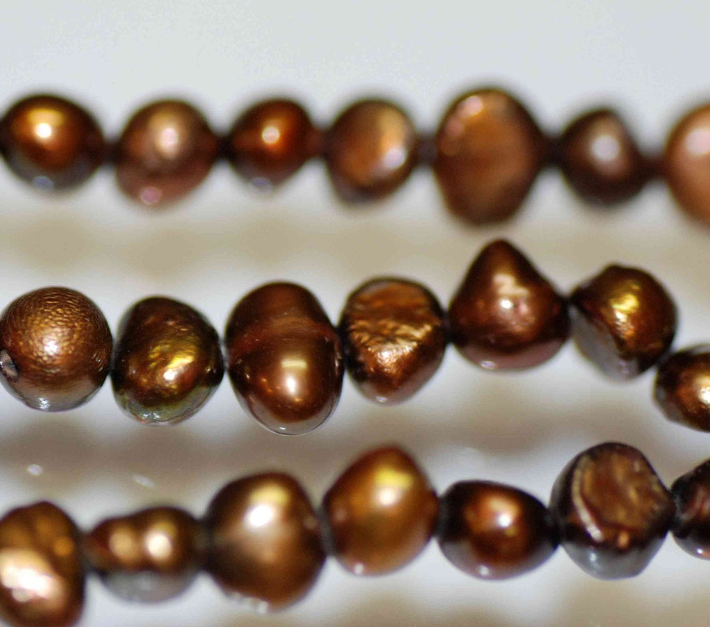full strand 5mm Deep Brown Corn potato Genuine Pearl freshwater pearl----70 plus pieces corn pearl beads-----Wholesale