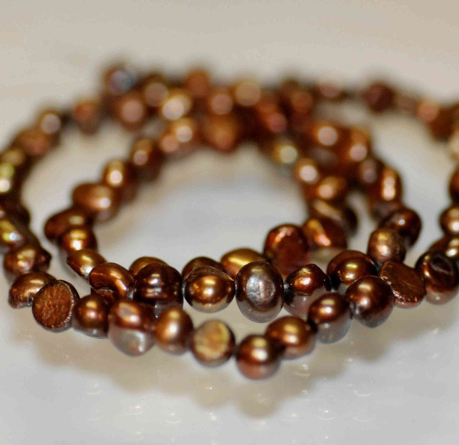 full strand 5mm Deep Brown Corn potato Genuine Pearl freshwater pearl----70 plus pieces corn pearl beads-----Wholesale