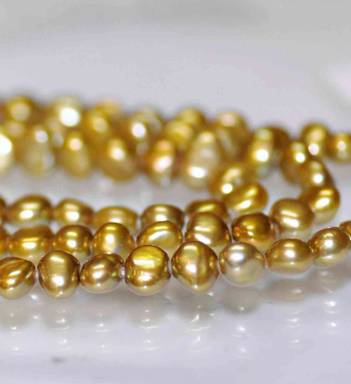5-6mm AAA Corn Pearl Baroque Pearl Nugget Pearl Freshwater Pearl olive green color ----15" full strand 65 pcs  Wholesale #CB6012
