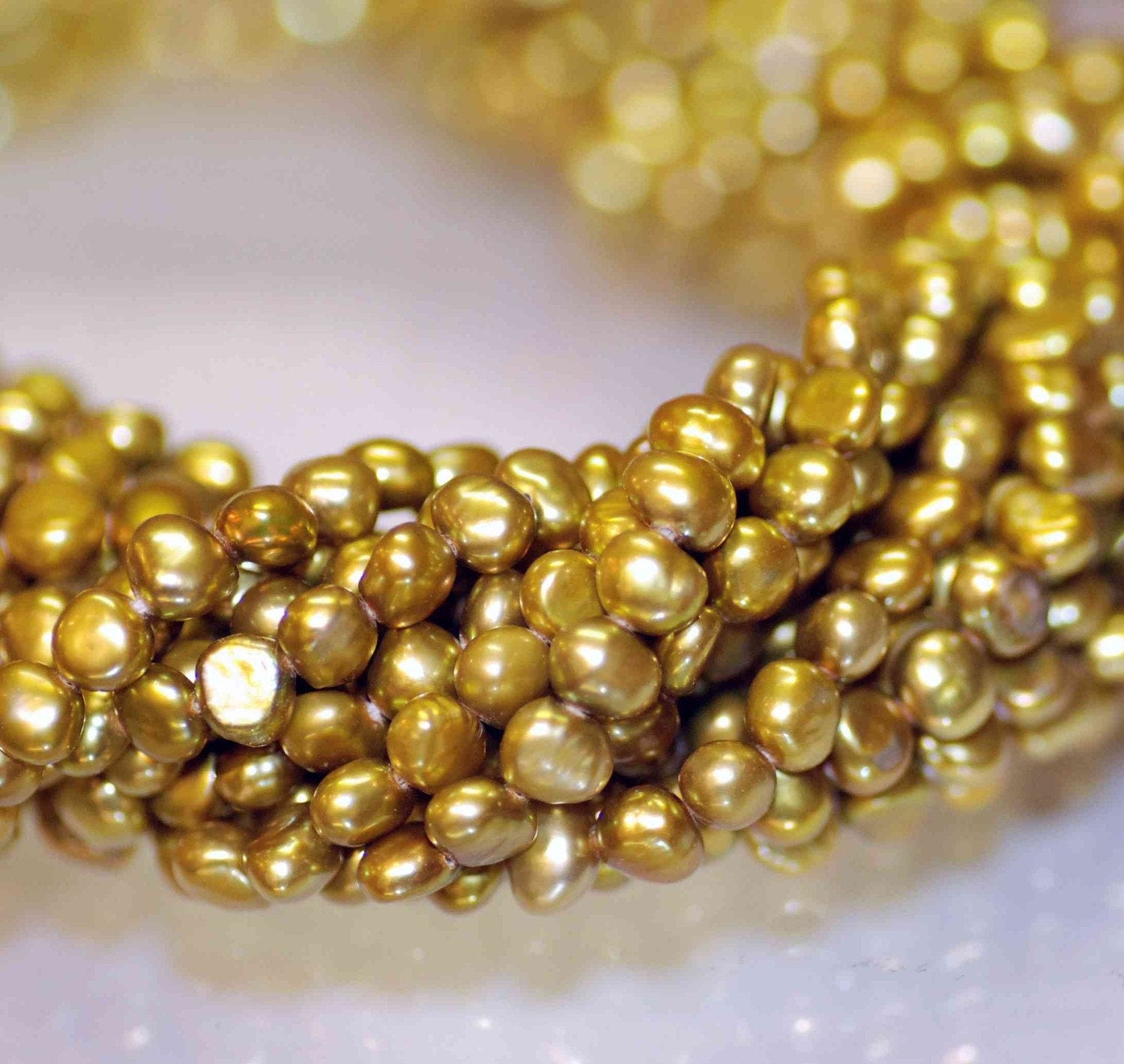 5-6mm AAA Corn Pearl Baroque Pearl Nugget Pearl Freshwater Pearl olive green color ----15" full strand 65 pcs  Wholesale #CB6012