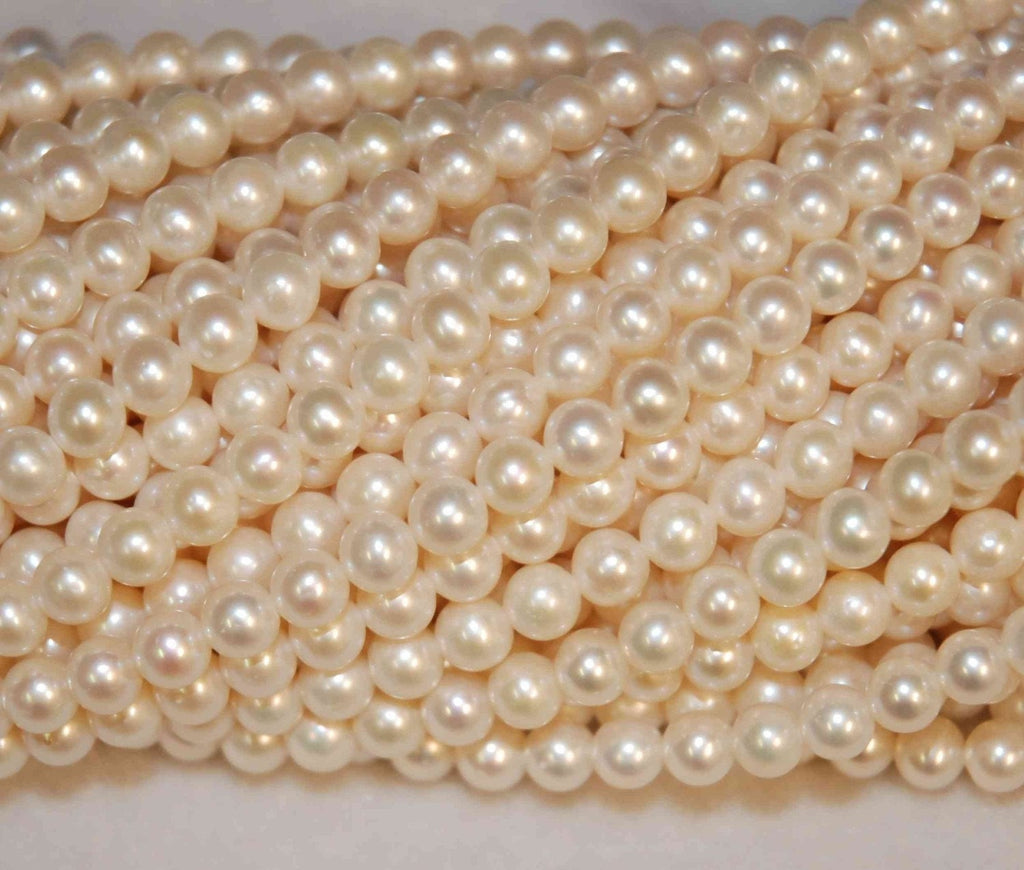 AA+ Round Ivory White Genuine Freshwater pearl---7mm whole strand 60 pieces 15"-bridal gift design #RS2001