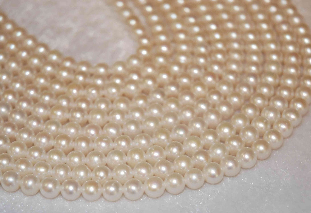 AA+ Round Ivory White Genuine Freshwater pearl---7mm whole strand 60 pieces 15"-bridal gift design #RS2001
