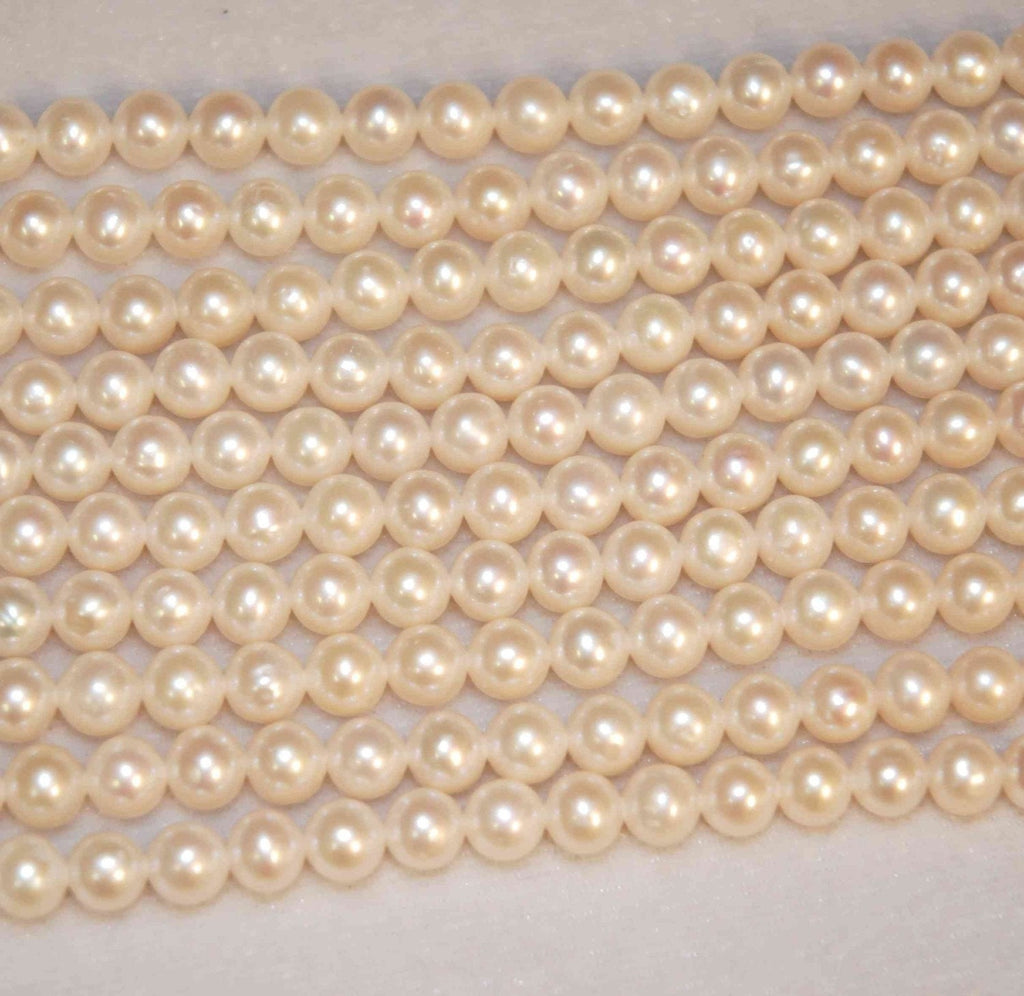 AA+ 7mm Round Ivory White Genuine Freshwater pear, luster 1/3 strand 20pc loose pearl beads----good for any design