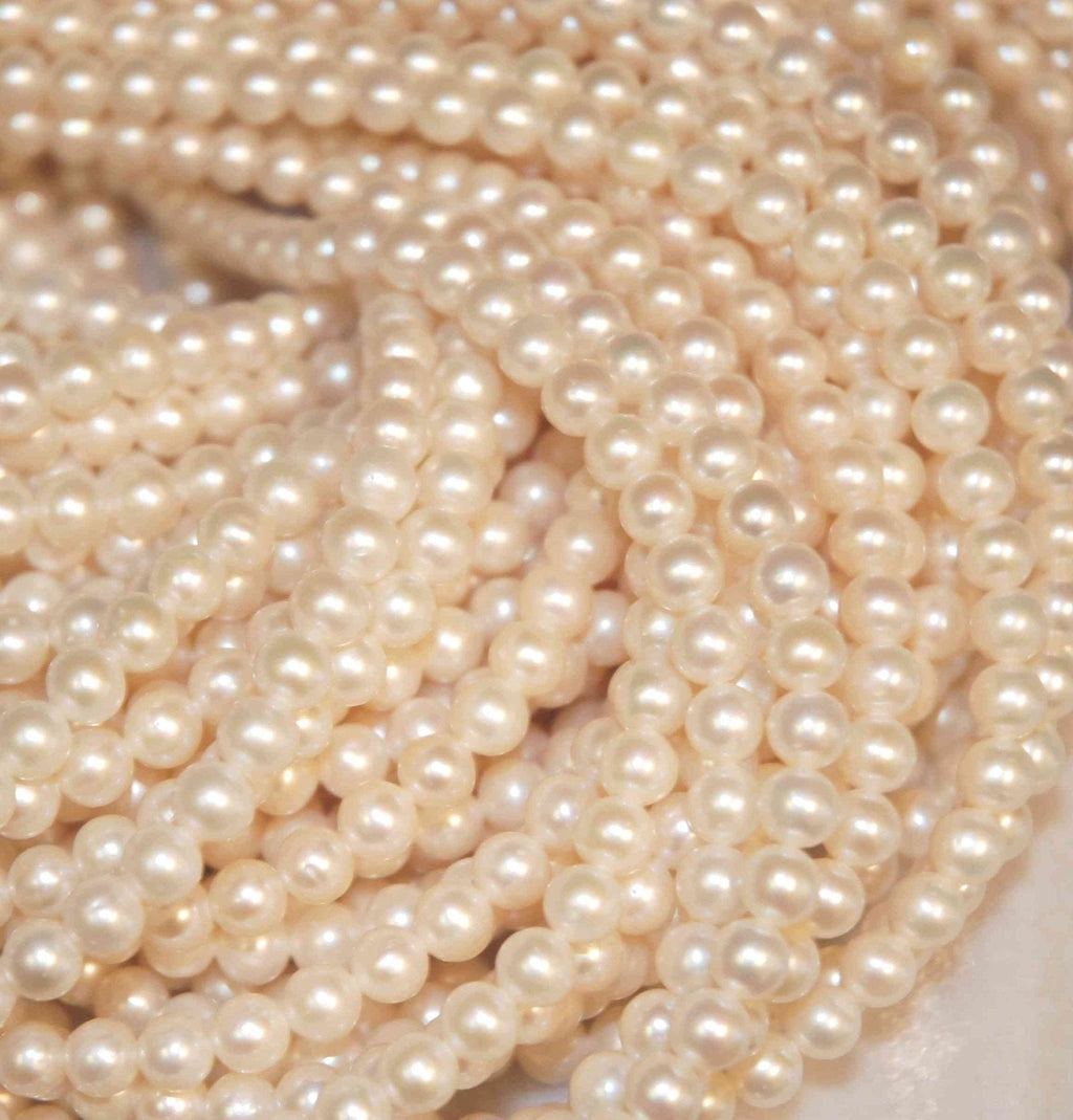 AA+ 7mm Round Ivory White Genuine Freshwater pear, luster 1/3 strand 20pc loose pearl beads----good for any design