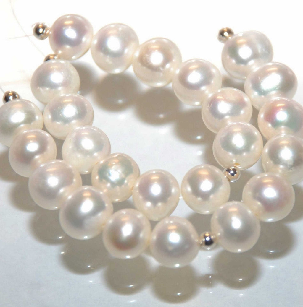 AA 8-8.5mm Round Potato Genuine freshwater Pearl ---Ivory white Color---10 pcs set----RP1002