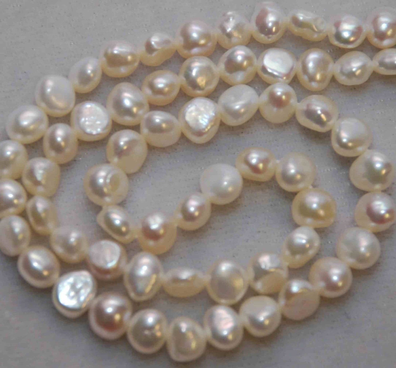 AAA 8mm Corn nugget Pearl Freshwater Pearl ivory white baroque pearl pebble well smooth beads 15.5" full strand  50+ pieces pearl #008A