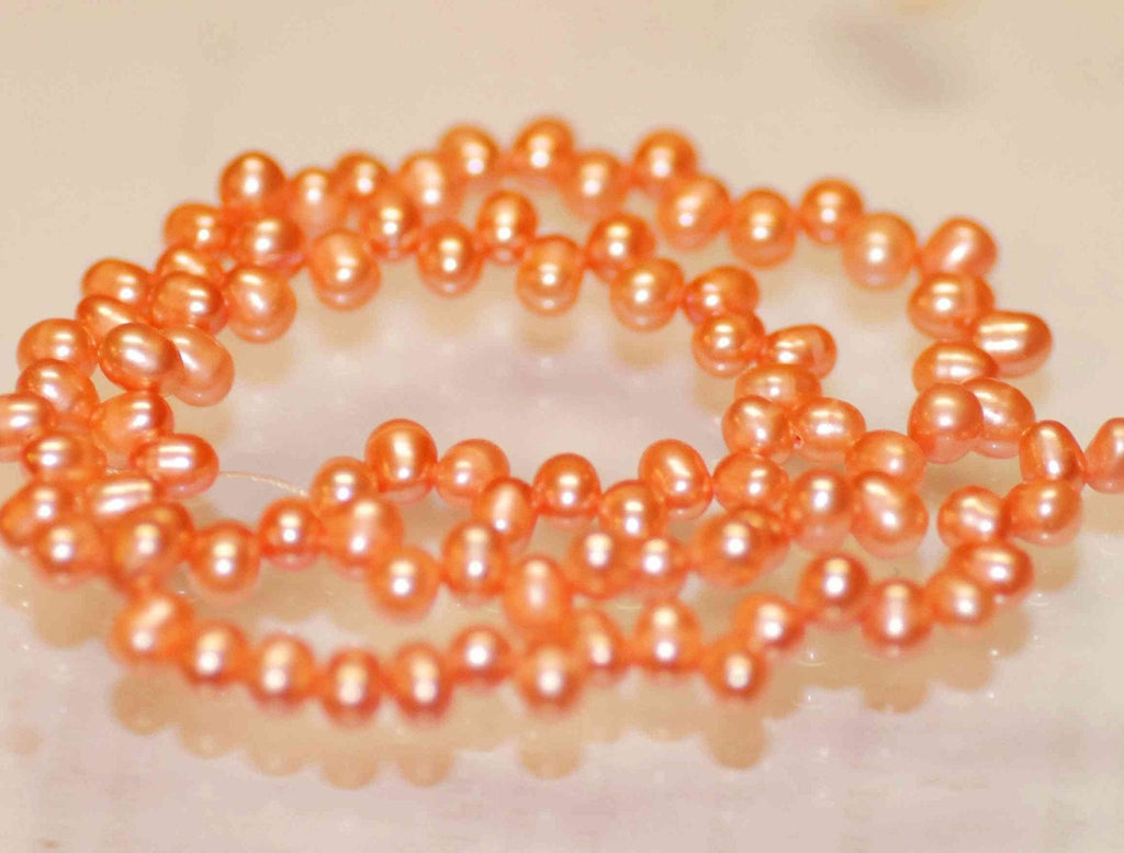 5X7mm Top drilled Dancing Pearl Freshwater Pearl, Carrot Orange briolette tear drop pearl beads, 15" full strand Excellent Bargain #DR3141