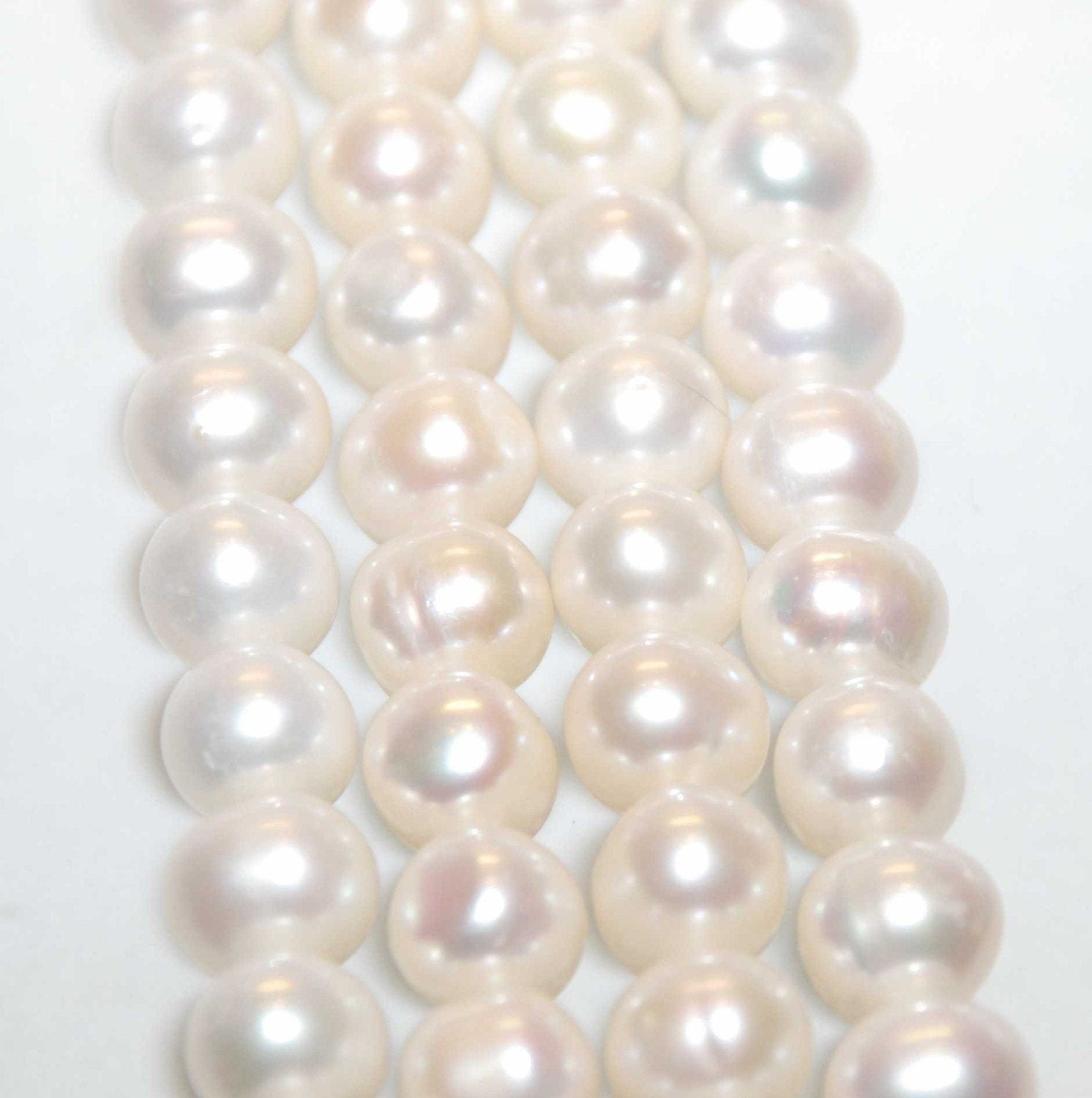 AA 2 Full Strand of 8-9mm Round Potato Genuine Cultured Freshwater Pearl----15" Ivory White For designs or bridal-- EXCELLENT Bargain