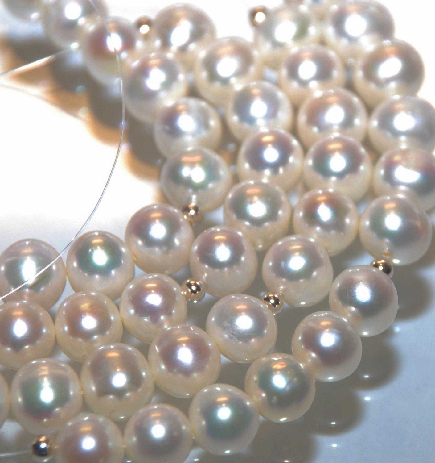 AA 2 Full Strand of 8-9mm Round Potato Genuine Cultured Freshwater Pearl----15" Ivory White For designs or bridal-- EXCELLENT Bargain