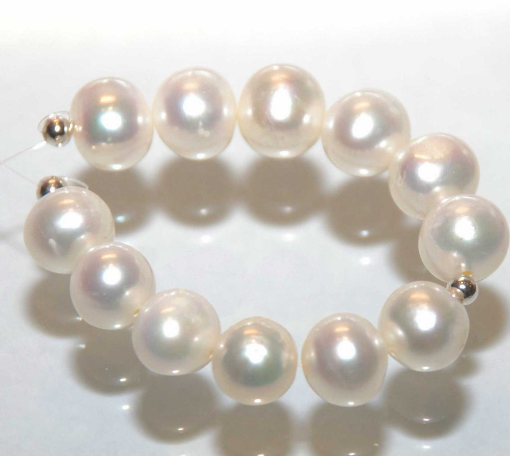 1~3 Full Strand of 8-9mm Round Potato Genuine Cultured Freshwater Pearl, 15" AA Ivory White For designs or bridal-- EXCELLENT Bargain