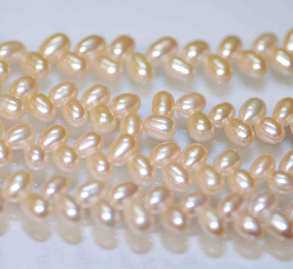 AAA 5X7mm top drilled Wheat Pearl dancing Freshwater Pearl natural pink champagne pearl----full strand 95+ pieces beads