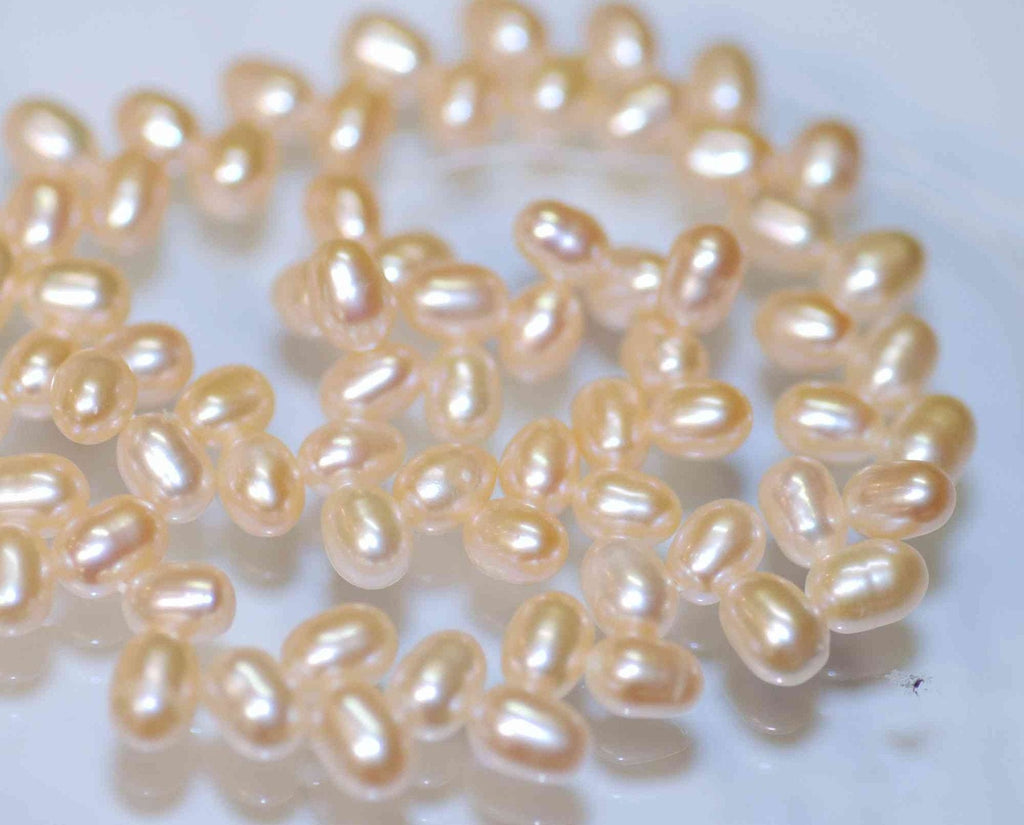 AAA 5X7mm top drilled Wheat Pearl dancing Freshwater Pearl natural pink champagne pearl----full strand 95+ pieces beads