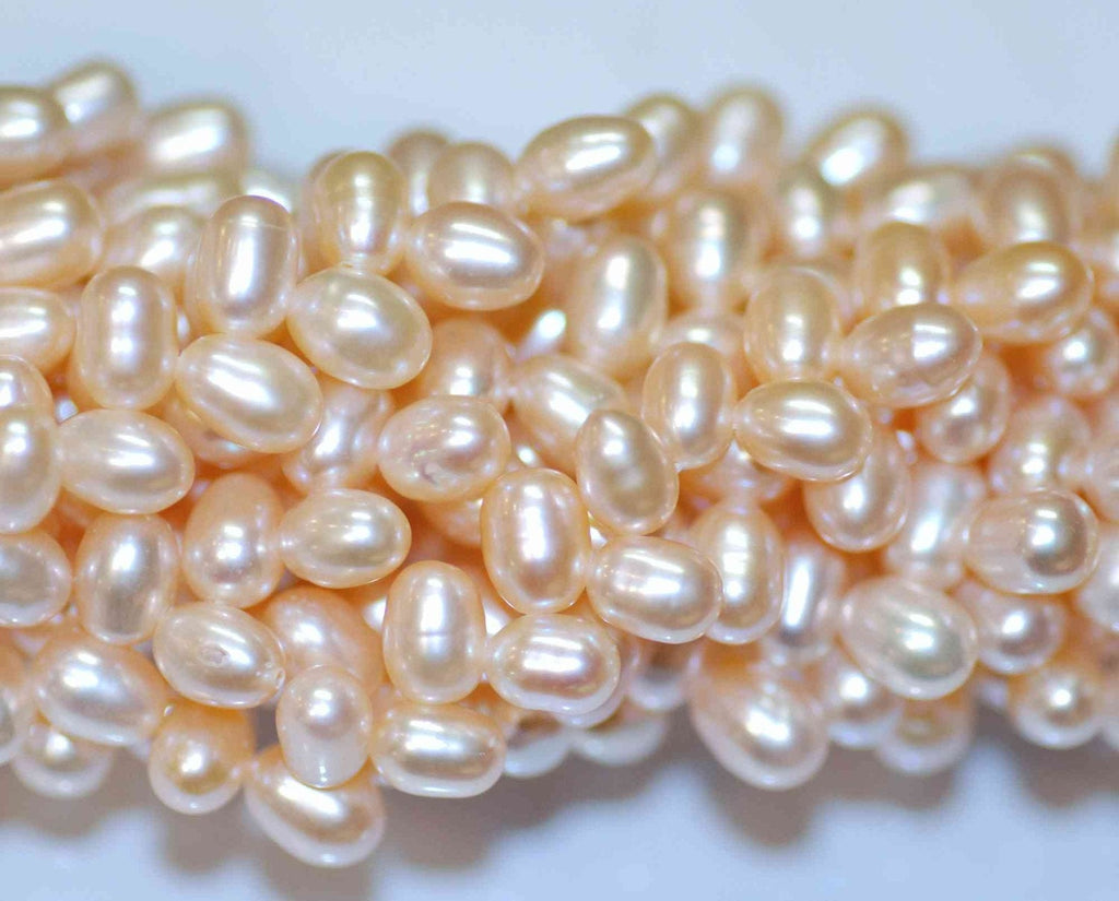 AAA 5X7mm top drilled Wheat Pearl dancing Freshwater Pearl natural pink champagne pearl----full strand 95+ pieces beads