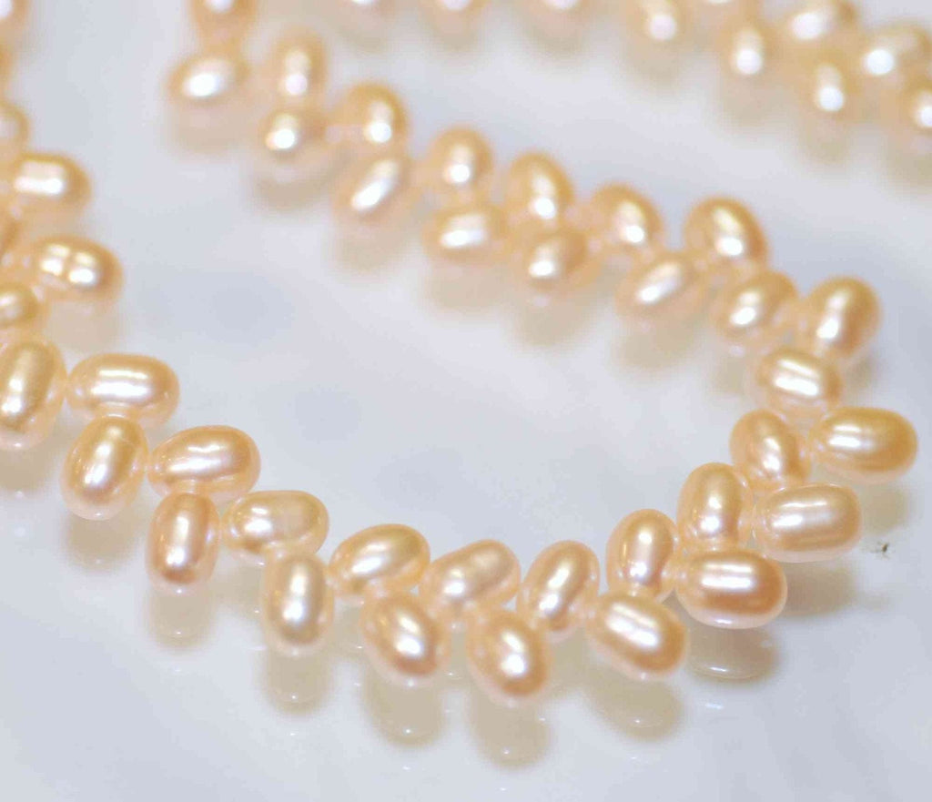 AAA 5X7mm top drilled Wheat Pearl dancing Freshwater Pearl natural pink champagne pearl----full strand 95+ pieces beads