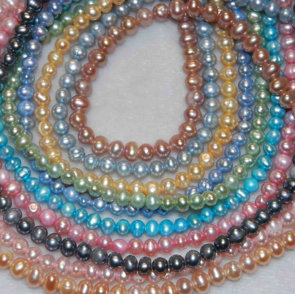 AA 4-5mm Seed Pearl Round Potato Pearl Freshwater Pearl peacock pearl beads----15" inch full strand 82pc #SD7011 NEW