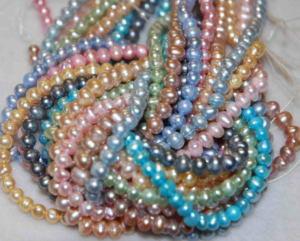 AA 4-5mm Seed Pearl Round Potato Pearl Freshwater Pearl peacock pearl beads----15" inch full strand 82pc #SD7011 NEW
