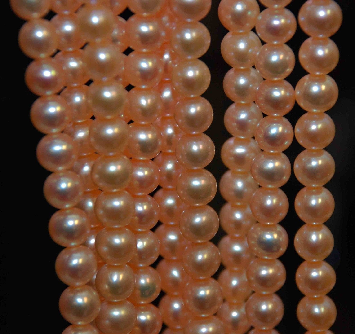 AAA 7mm stunning Natural peach color Round off potato freshwater Pearl 1/2 strand 7.5“ reduced price hot deal