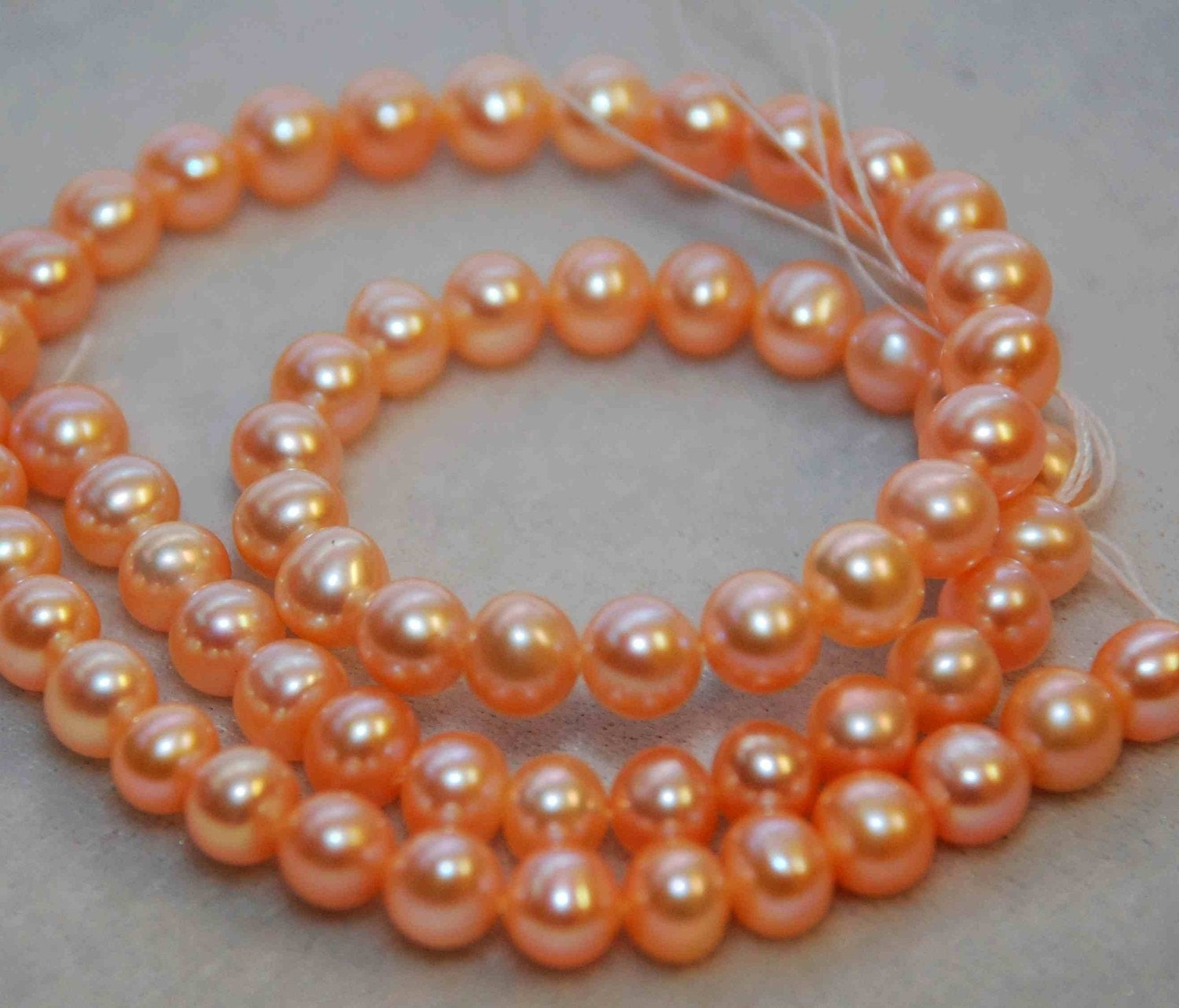AAA 7mm stunning Natural peach color Round off potato freshwater Pearl 1/2 strand 7.5“ reduced price hot deal