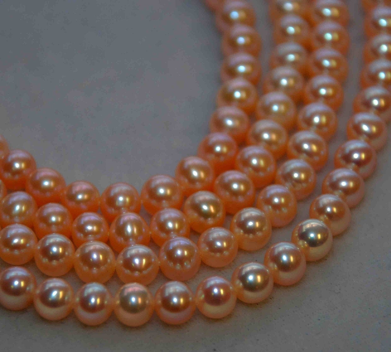 AAA 7mm stunning Natural peach color Round off potato freshwater Pearl 1/2 strand 7.5“ reduced price hot deal