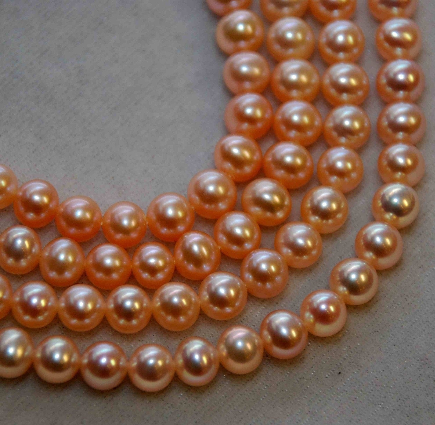 AAA 7mm stunning Natural peach color Round off potato freshwater Pearl 1/2 strand 7.5“ reduced price hot deal