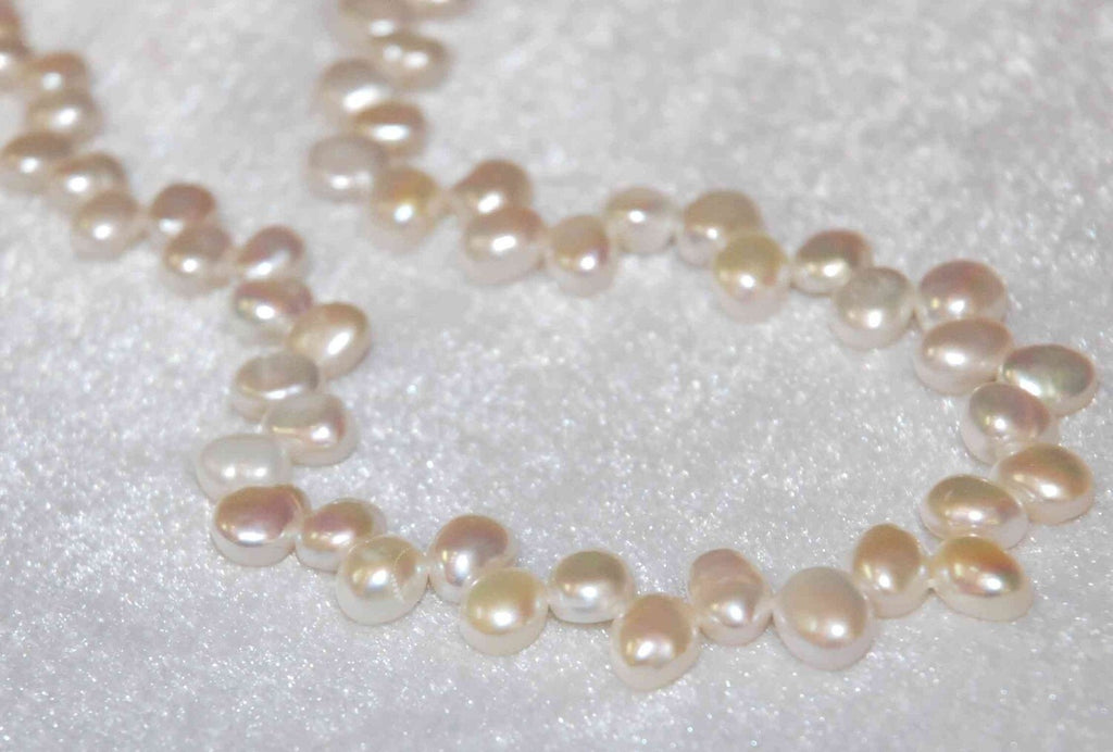 AA+ 7X8mm top drilled Corn Pearl Dancing Pearl keshi nugget Freshwater Pearl ivory white Brioritte pearl beads----15" full strand--Wholesale