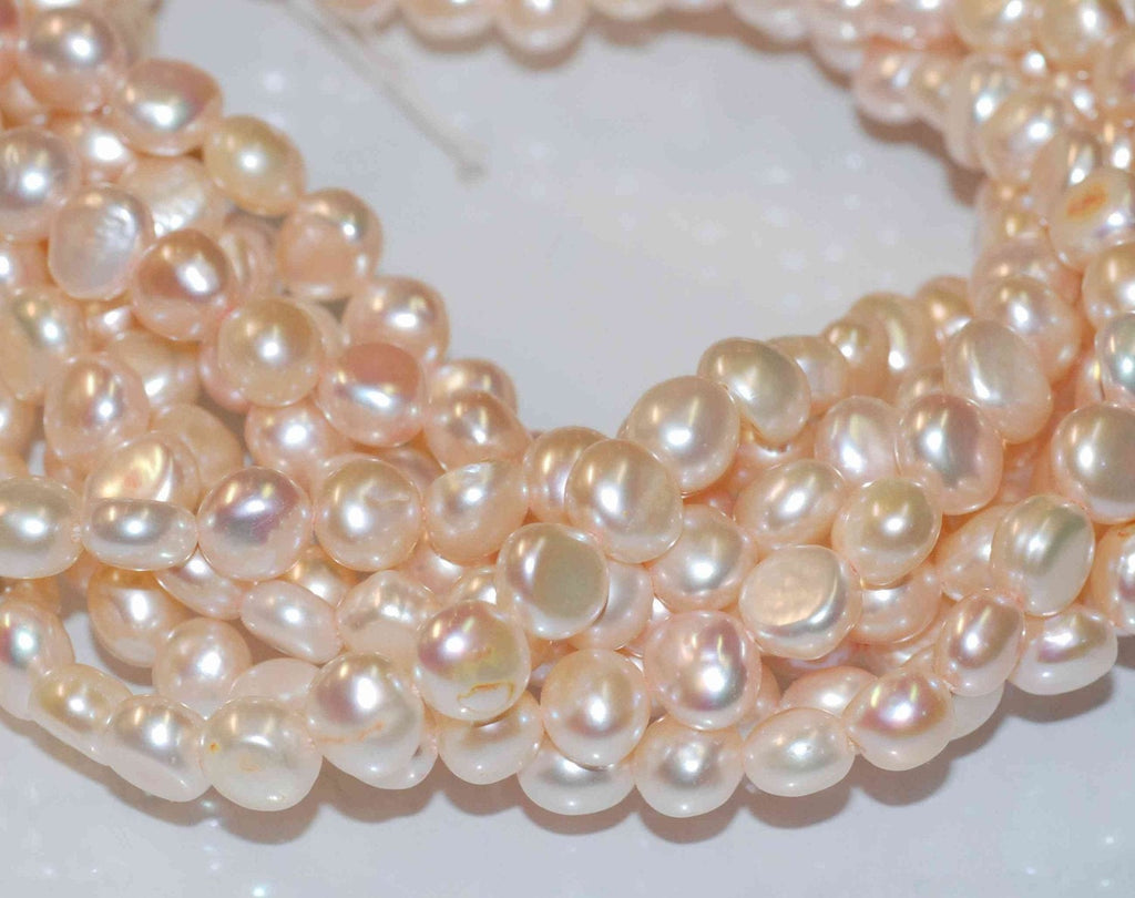 AA+ 8mm  Corn Nugget Baroque Pearl Freshwater Pearl natural shell champagne pink 15'' full strand 52pc loose pearl beads Wholesale #CB6060