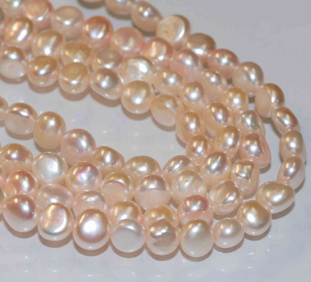 AA+ 8mm  Corn Nugget Baroque Pearl Freshwater Pearl natural shell champagne pink 15'' full strand 52pc loose pearl beads Wholesale #CB6060