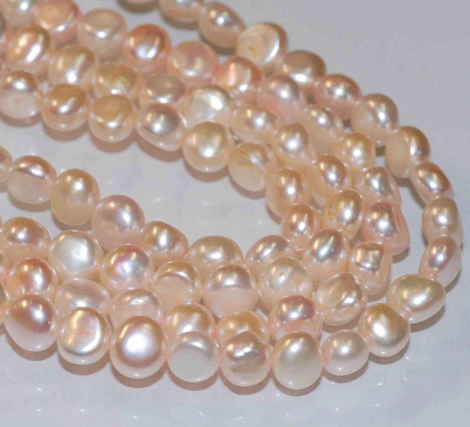AA+ 8mm  Corn Nugget Baroque Pearl Freshwater Pearl natural shell champagne pink 15'' full strand 52pc loose pearl beads Wholesale #CB6060