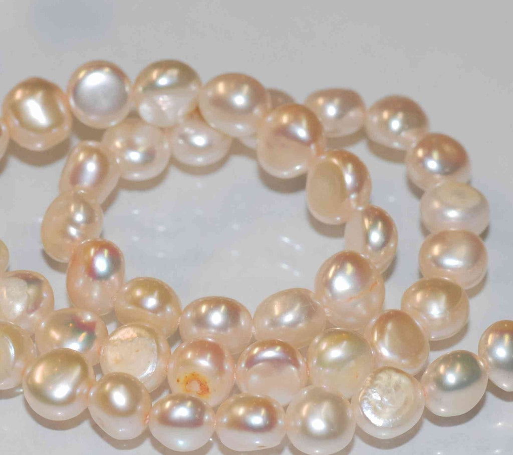 AA+ 8mm  Corn Nugget Baroque Pearl Freshwater Pearl natural shell champagne pink 15'' full strand 52pc loose pearl beads Wholesale #CB6060