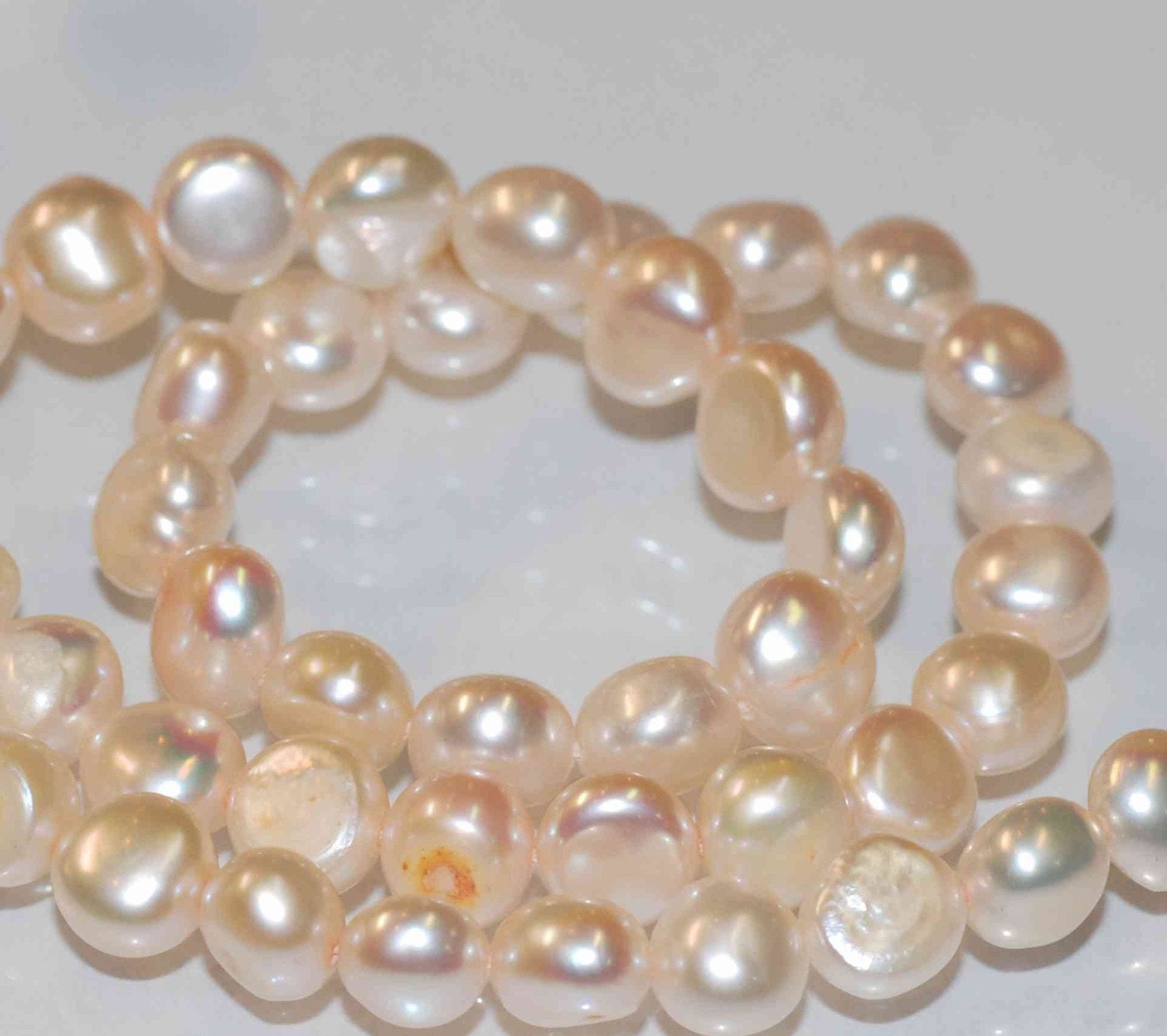 AA+ 8mm  Corn Nugget Baroque Pearl Freshwater Pearl natural shell champagne pink 15'' full strand 52pc loose pearl beads Wholesale #CB6060