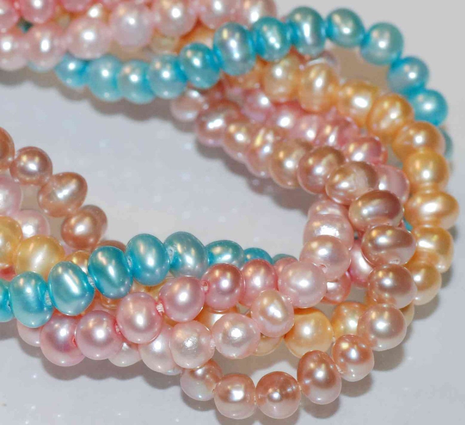 Seed Pearl Round Potato Pearl Freshwater Pearl Golden Yellow 4-5mm AA--15.5 inch full strand  #SD71005---SALE