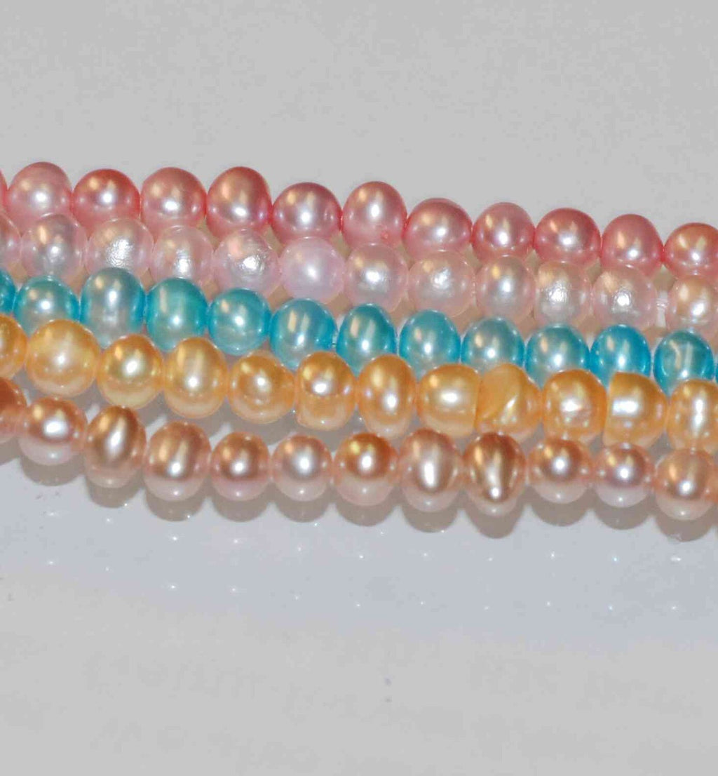 Seed Pearl Round Potato Pearl Freshwater Pearl Golden Yellow 4-5mm AA--15.5 inch full strand  #SD71005---SALE
