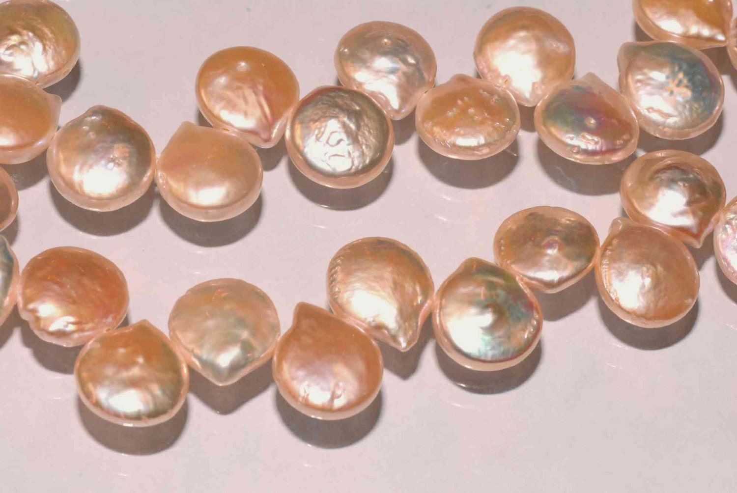 AA+ 12X15mm coin Freshwater Pearl Briolette Natural Champagne Genuine baroque Coin Pearl --short strand 10pc loose pearl beads, wholesale