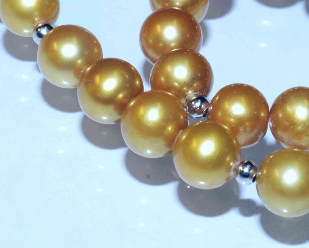 8-8.5mm LUXURY AA to AAA Round Genuine cultured Freshwater Pearl -----Antique Gold Color----10pcs R1004