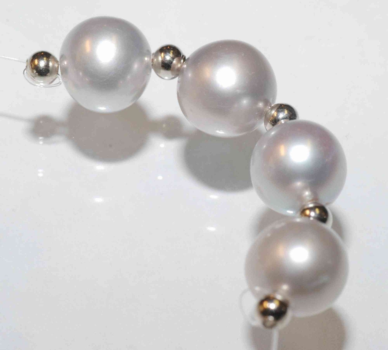 8-8.5mm Round AAA Quality Genuine Platinum Silver Pearl, natural freshwater pearl--sale as 4 pieces loose pearl beads, 2 pairs matched pearl