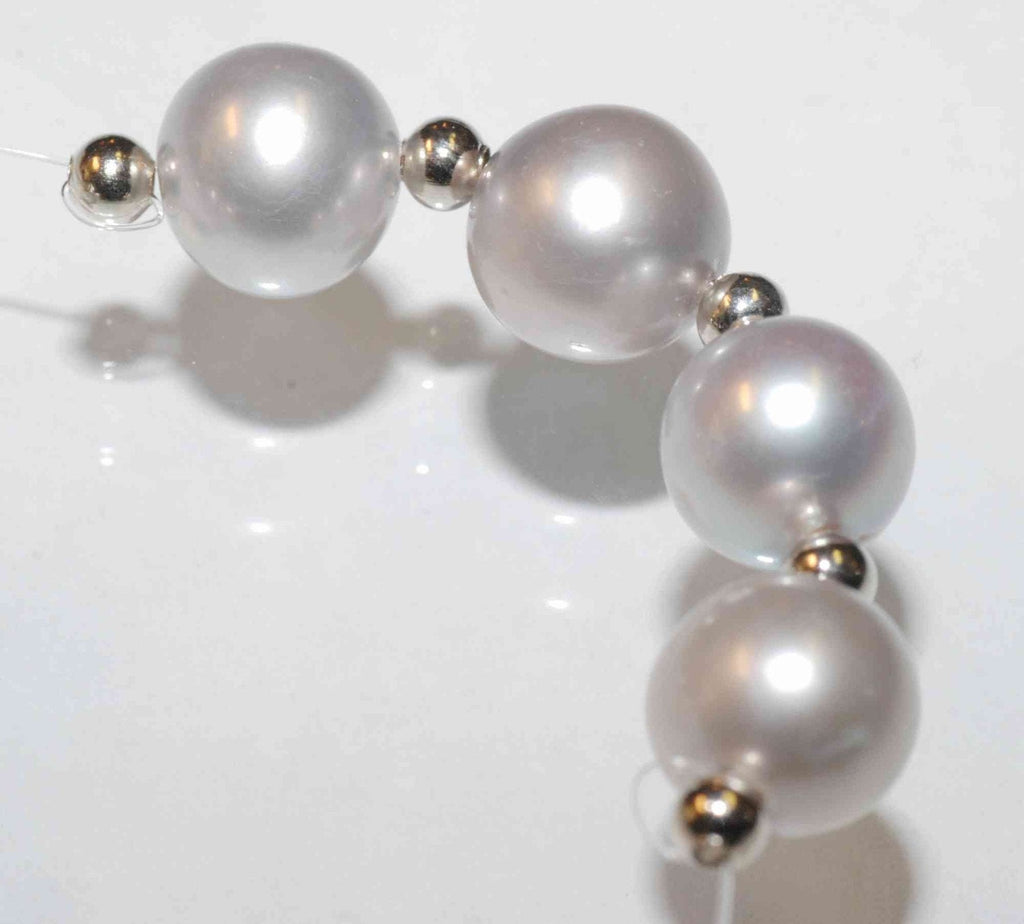 8-8.5mm Round AAA Quality Genuine Platinum Silver Pearl, natural freshwater pearl--sale as 4 pieces loose pearl beads, 2 pairs matched pearl