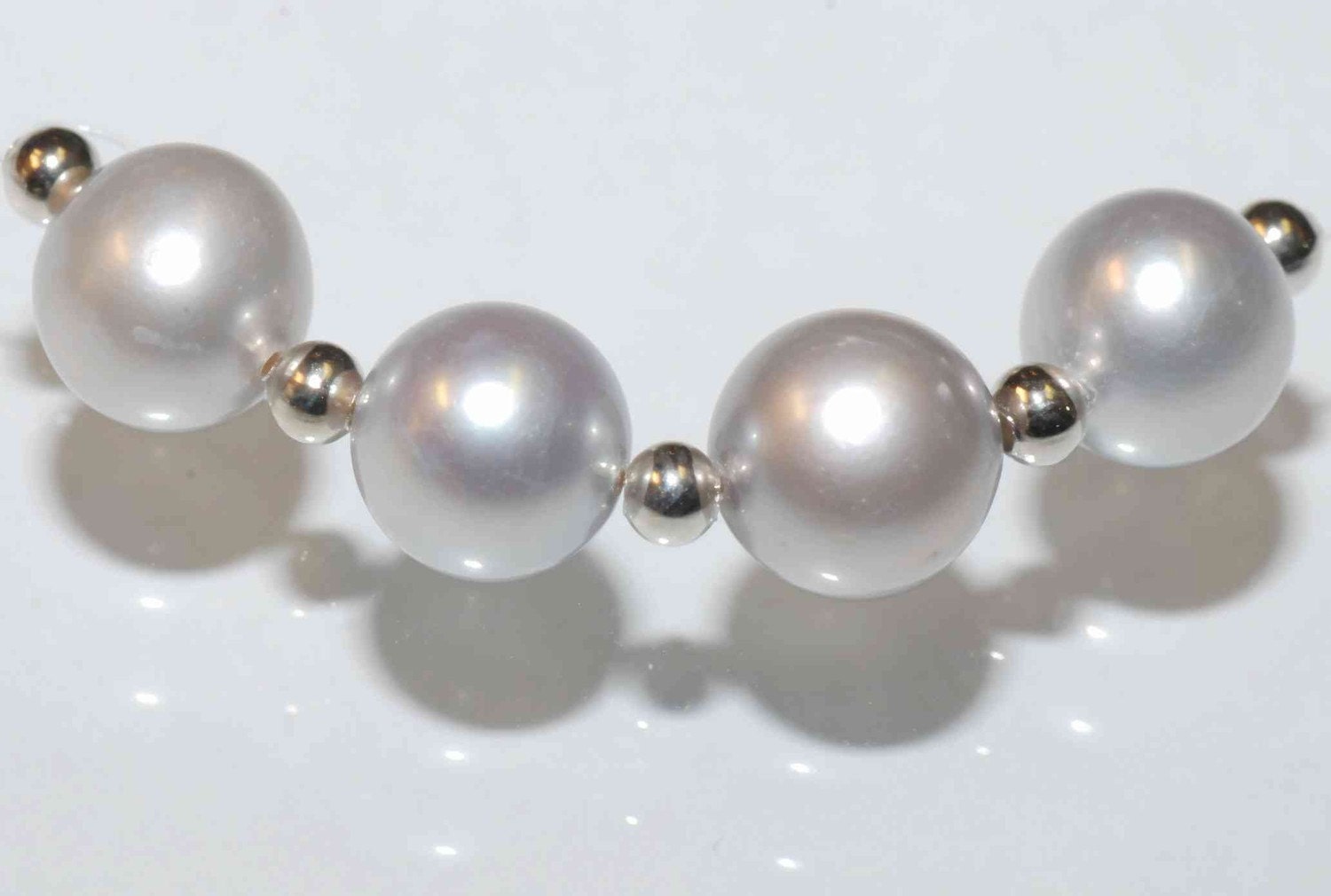 8-8.5mm Round AAA Quality Genuine Platinum Silver Pearl, natural freshwater pearl--sale as 4 pieces loose pearl beads, 2 pairs matched pearl