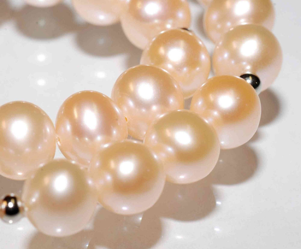 AAA+ 8-8.5mm LUSTROUS Round Potato Genuine cultured Freshwater Pearl, Super Stunning Natural Champagne Bridal Color, short strand 8pc